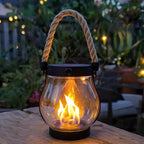 Solar Garden Lantern Flickering Flame USB-C Backup