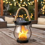 Solar Garden Lantern Flickering Flame USB-C Backup