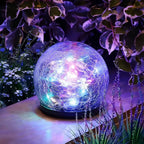 Solar Garden Light Crackle Glass Weather Resistant