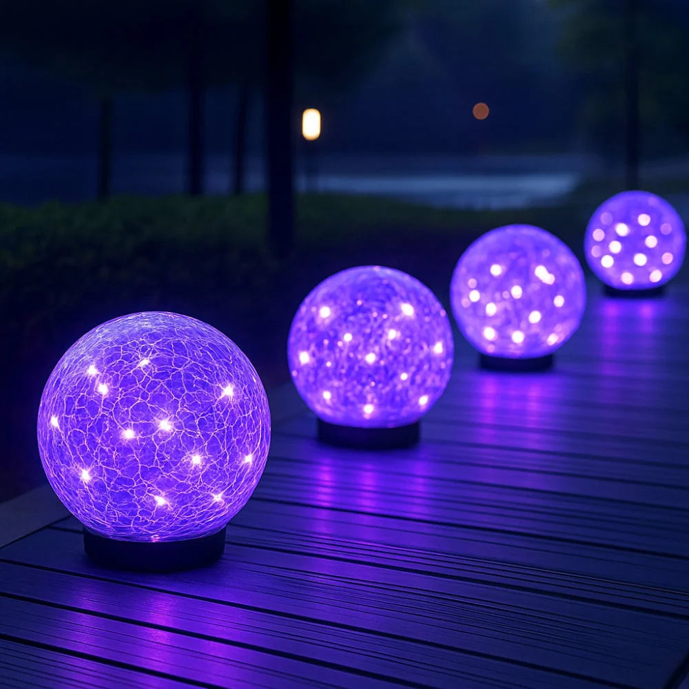 Solar Garden Light Crackle Glass Weather Resistant