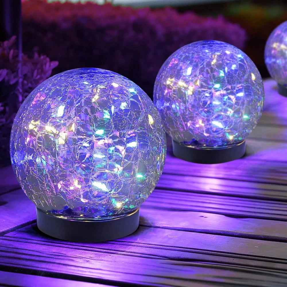 Solar Garden Light Crackle Glass Weather Resistant