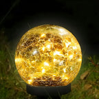 Solar Garden Light Crackle Glass Weather Resistant