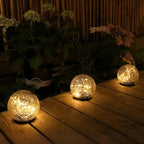 Solar Garden Light Crackle Glass Weather Resistant