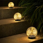 Solar Garden Light Crackle Glass Weather Resistant