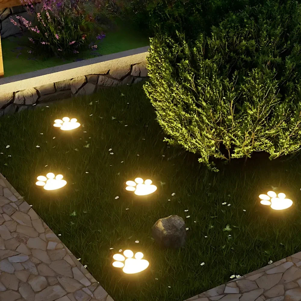 Solar Garden Light Paw Print Auto Dusk Sensor Weather-Resistant