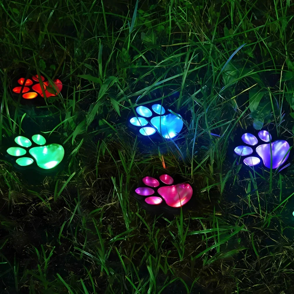 Solar Garden Light Paw Print Auto Dusk Sensor Weather-Resistant