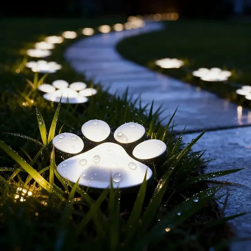Solar Garden Light Paw Print Auto Dusk Sensor Weather-Resistant