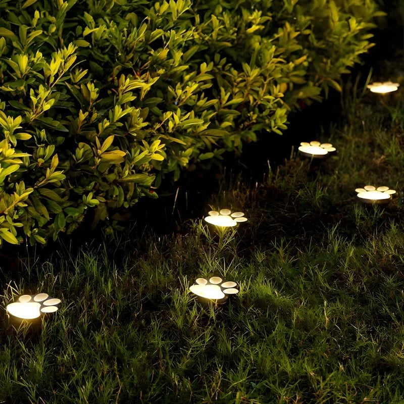 Solar Garden Light Paw Print Auto Dusk Sensor Weather-Resistant