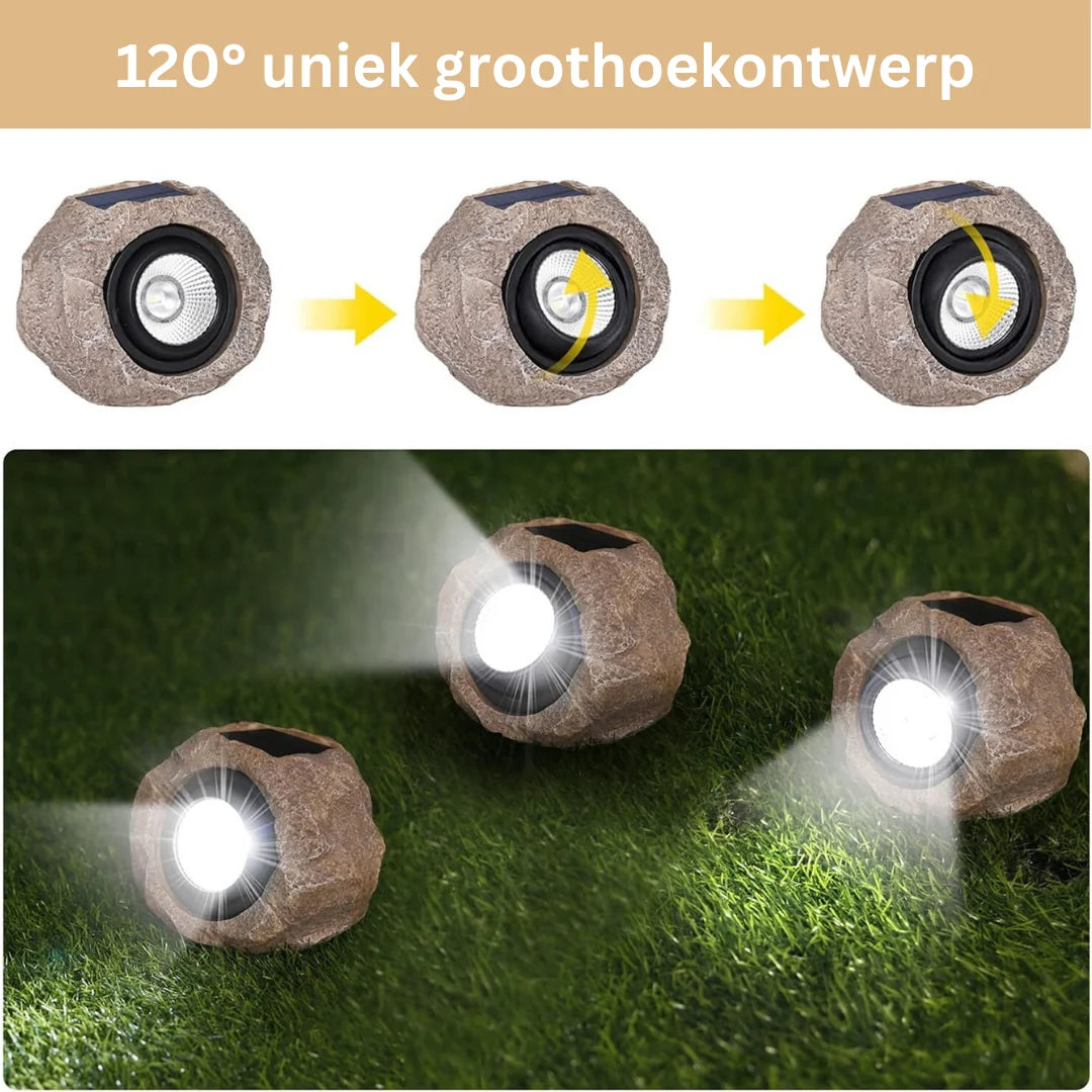 Solar Garden Light Rock LED 12-Hour Runtime