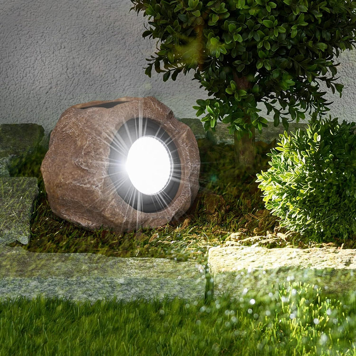 Solar Garden Light Rock LED 12-Hour Runtime