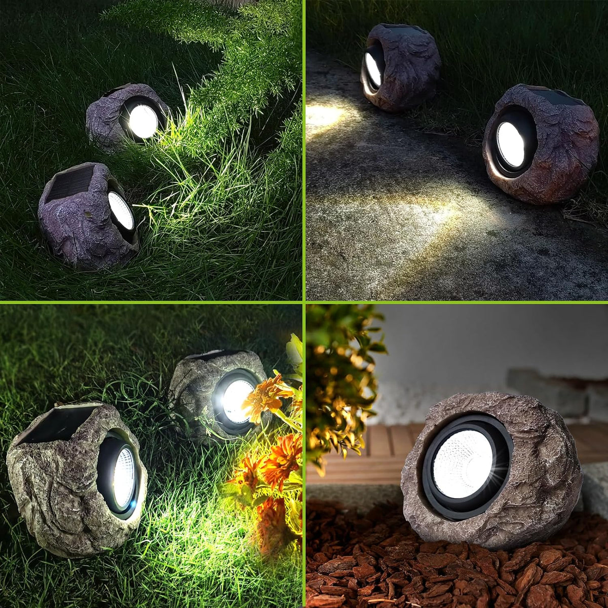 Solar Garden Light Rock LED 12-Hour Runtime