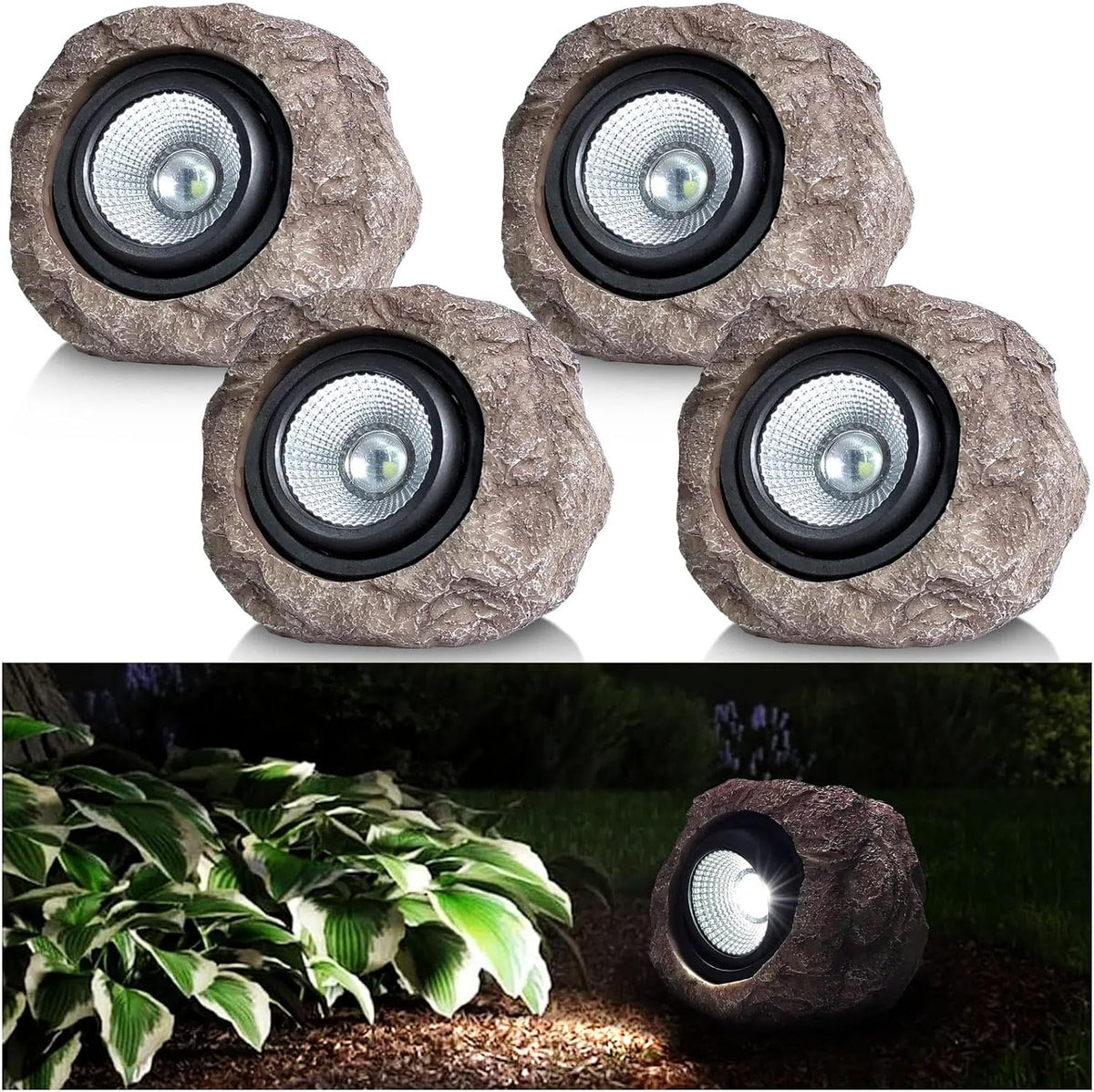 Solar Garden Light Rock LED 12-Hour Runtime