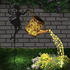 Solar Garden Light Watering Can Warm White Bronze Finish