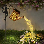 Solar Garden Light Watering Can Warm White Bronze Finish