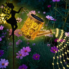 Solar Garden Light Watering Can Warm White Bronze Finish