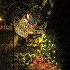 Solar Garden Light Watering Can Warm White Bronze Finish