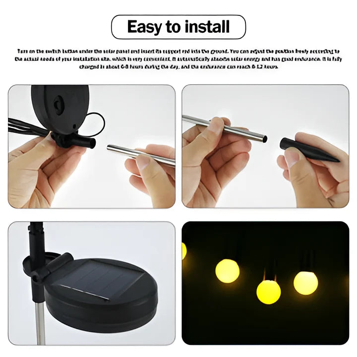 Solar Garden Lights Firefly Flicker & Flexible Stems