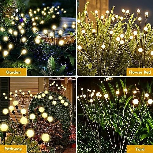 Solar Garden Lights Swaying Firefly Effect Stainless Steel