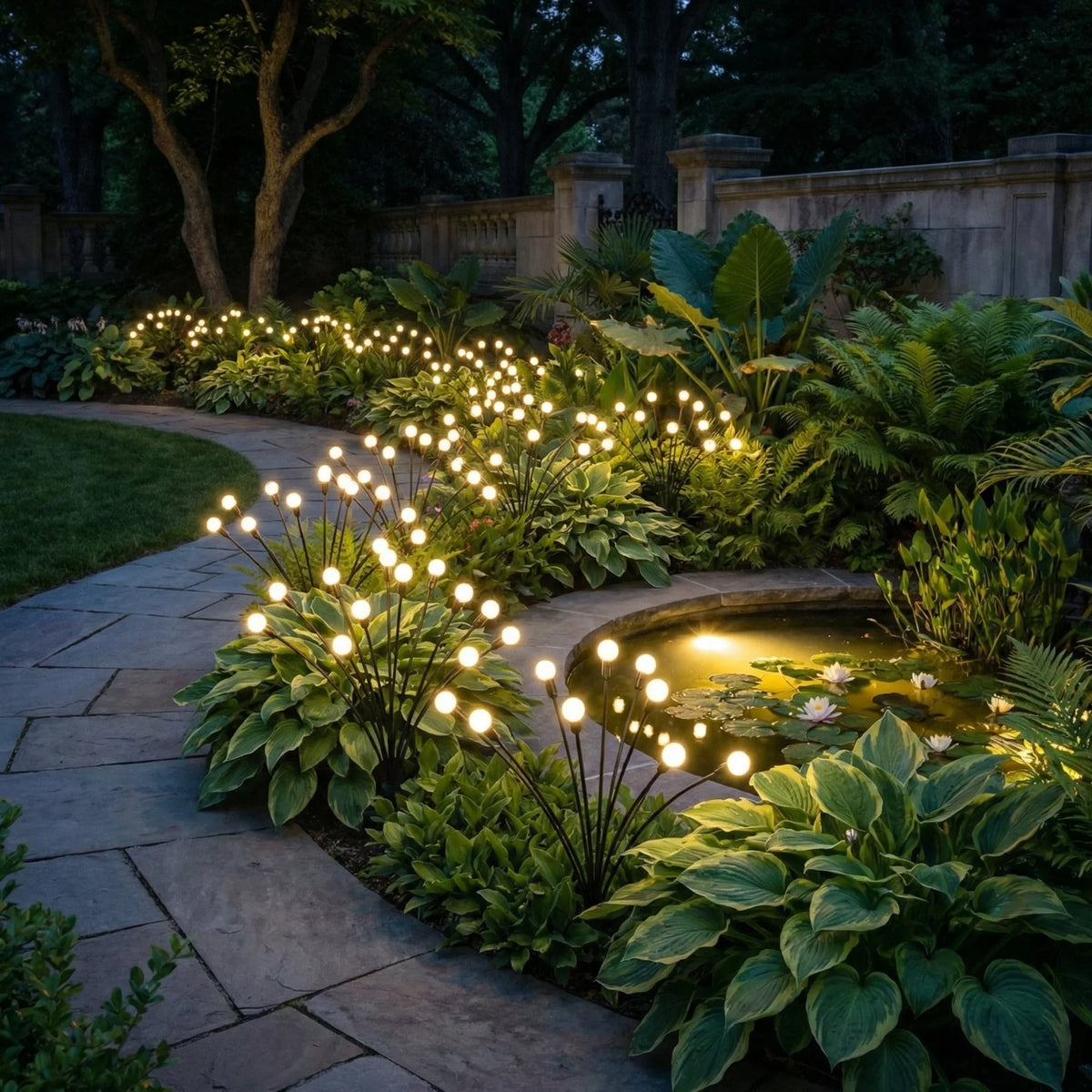 Solar Garden Lights Swaying Motion Warm LED Weather-Resistant