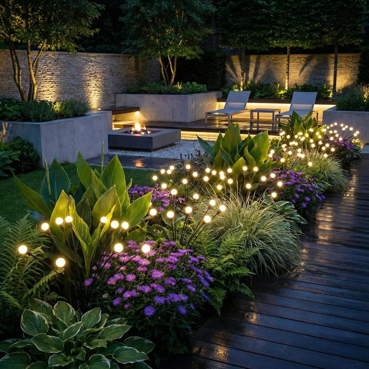 Solar Garden Lights Swaying Motion Warm LED Weather-Resistant