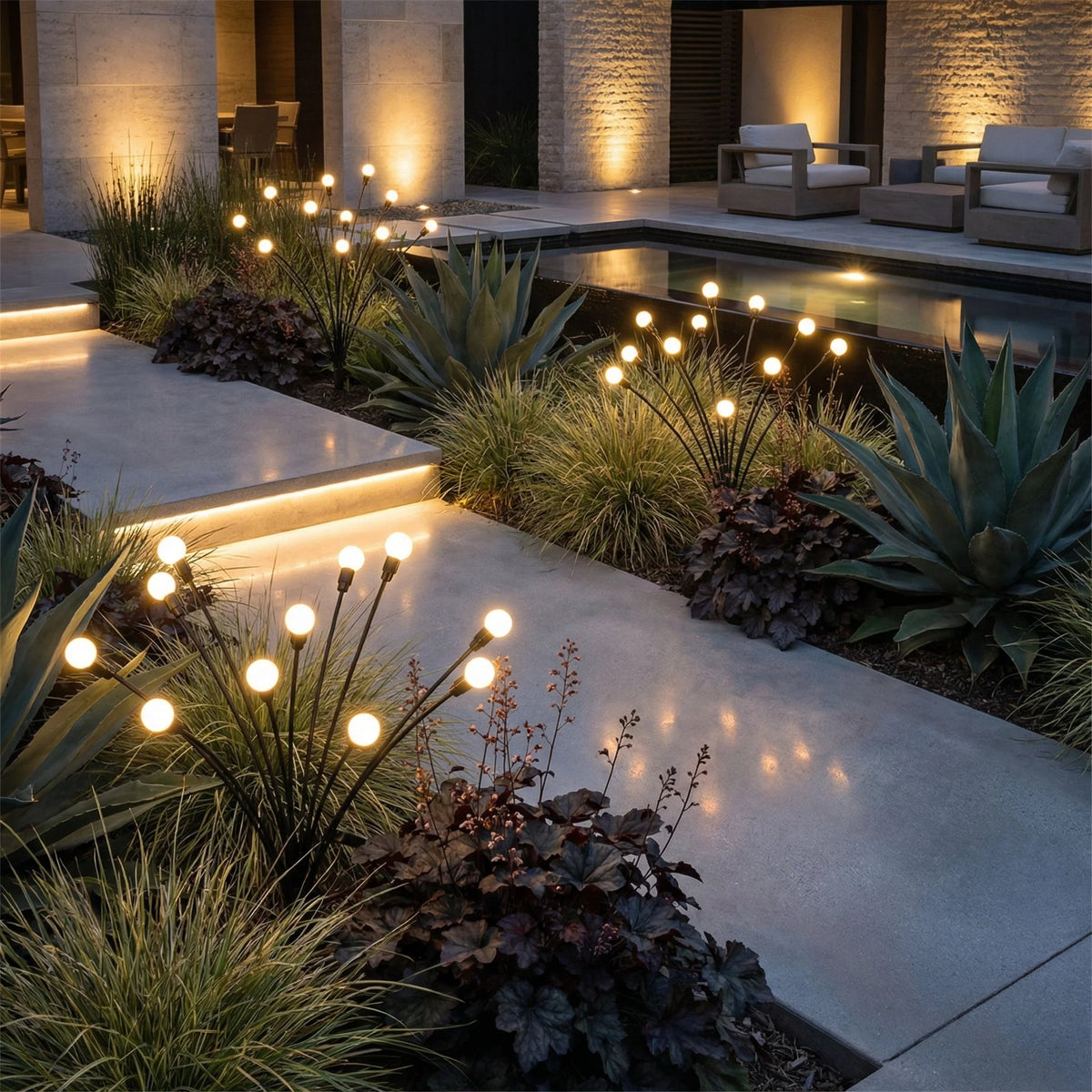 Solar Garden Lights Swaying Motion Warm LED Weather-Resistant