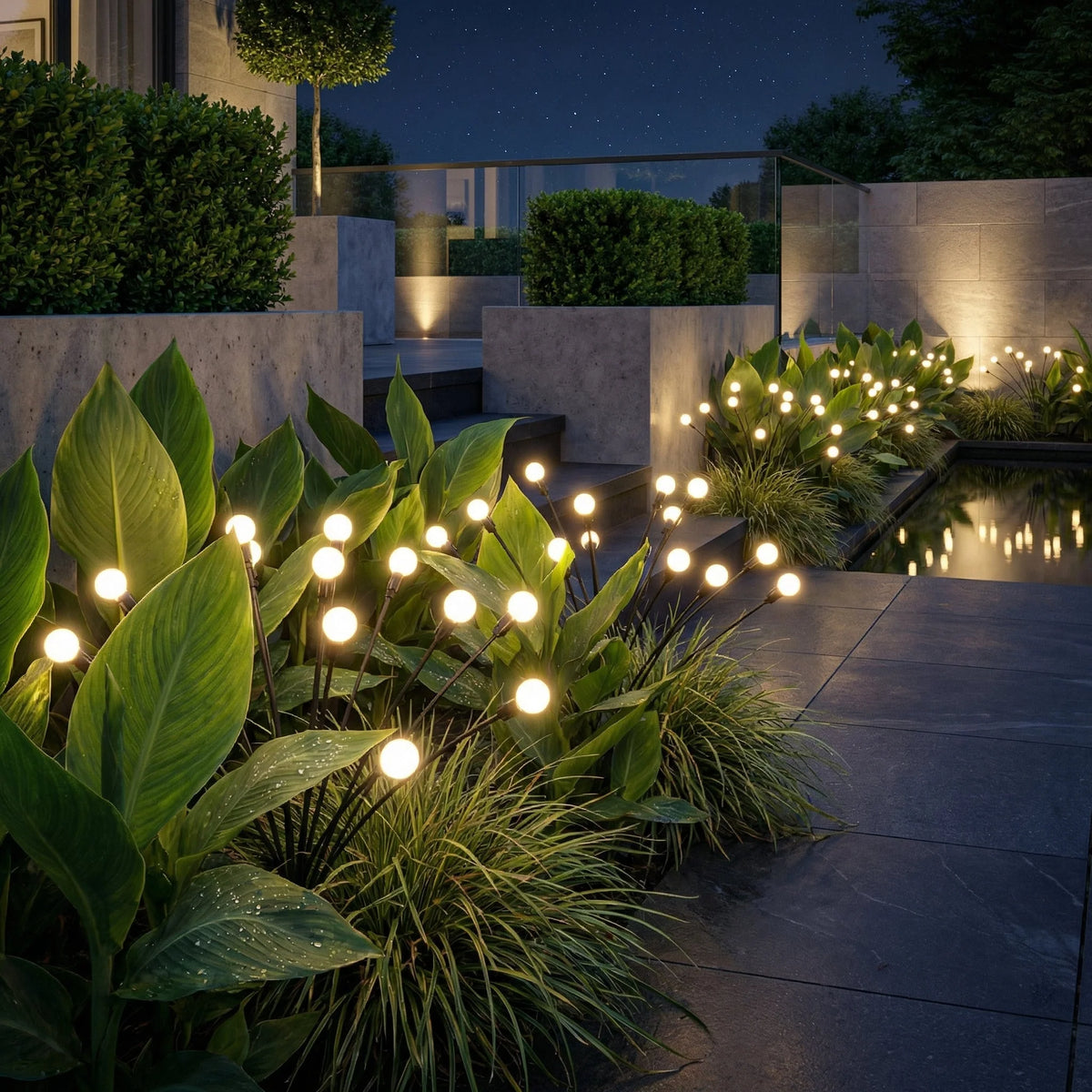 Solar Garden Lights Swaying Motion Warm LED Weather-Resistant