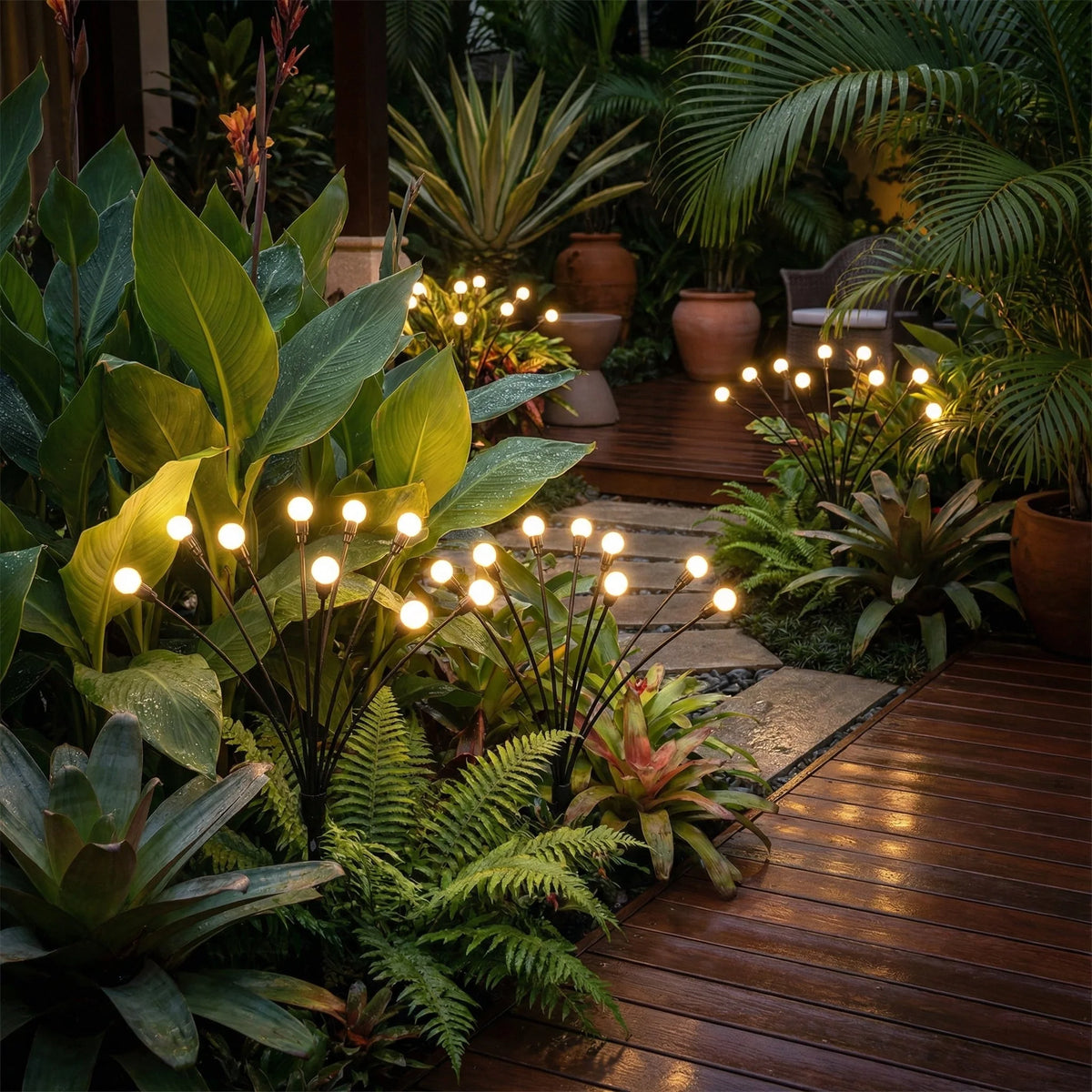 Solar Garden Lights Swaying Motion Warm LED Weather-Resistant