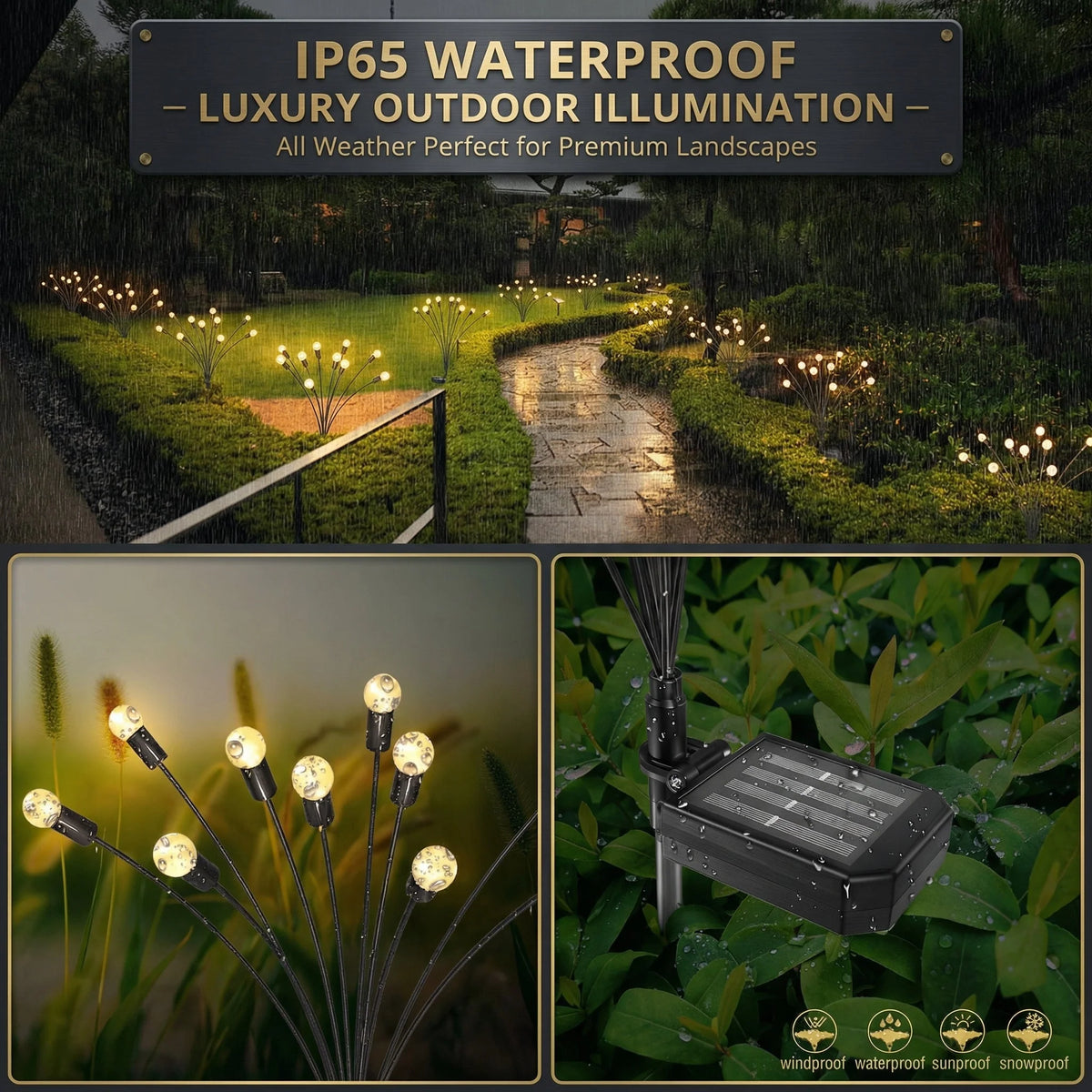 Solar Garden Lights Swaying Motion Warm LED Weather-Resistant