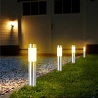 Solar Garden Path Light Dusk-to-Dawn Stainless Steel & Glass