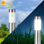 Solar Garden Path Light Dusk-to-Dawn Stainless Steel & Glass