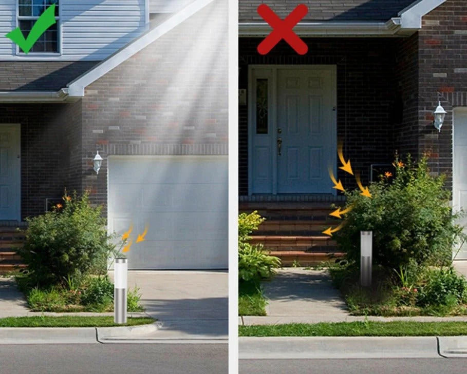 Solar Garden Path Light Dusk-to-Dawn Stainless Steel & Glass