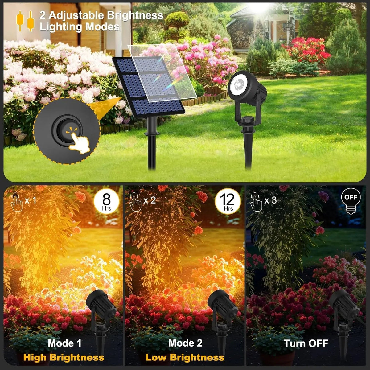 Solar Garden Spotlight Warm & Cool White IP65 Weatherproof
