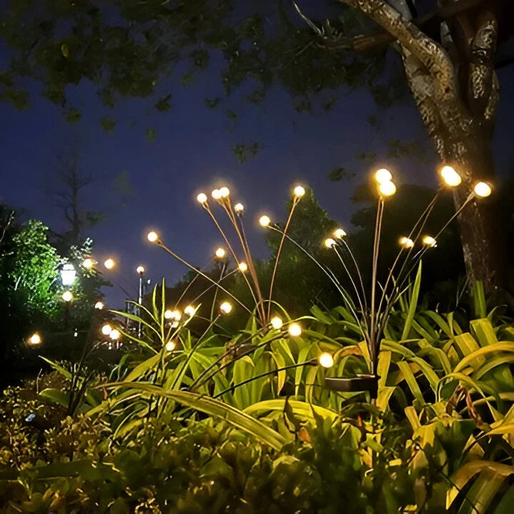 Solar Garden Stakes Firefly-Style Flicker Weatherproof 8-Hour Runtime