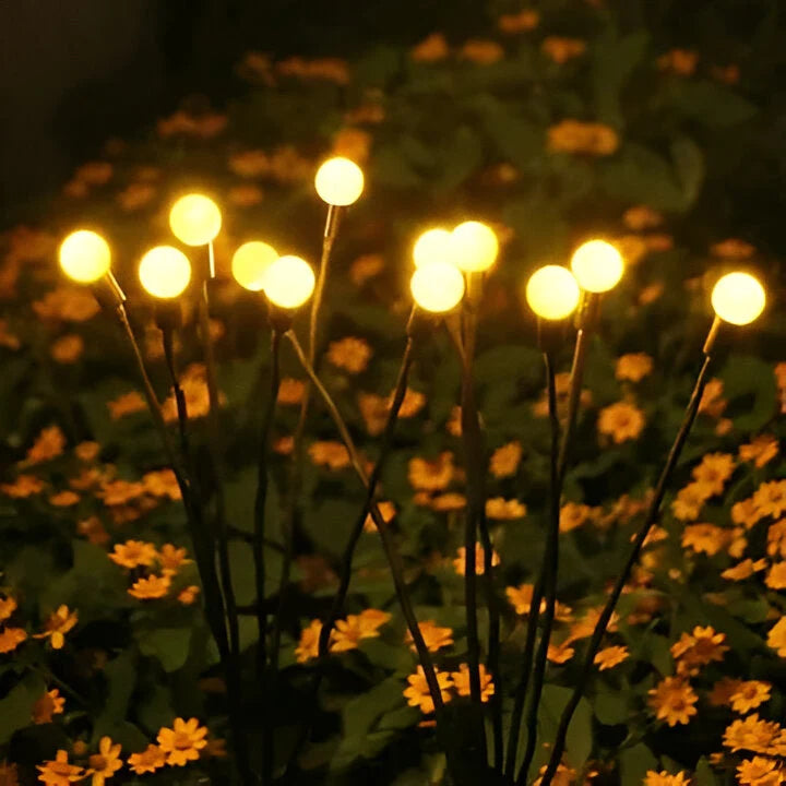 Solar Garden Stakes Firefly-Style Flicker Weatherproof 8-Hour Runtime