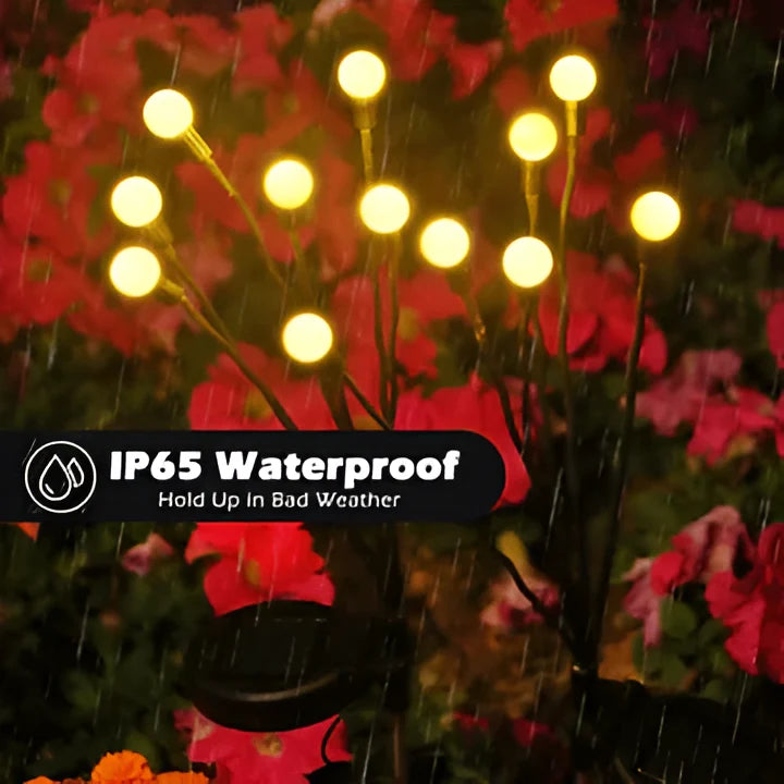 Solar Garden Stakes Firefly-Style Flicker Weatherproof 8-Hour Runtime