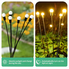 Solar Garden Stakes Firefly-Style Flicker Weatherproof 8-Hour Runtime