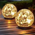 Solar Globe Lights Cracked Glass 600mAh Dusk-to-Dawn Sensor