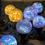 Solar Globe Lights Cracked Glass 600mAh Dusk-to-Dawn Sensor