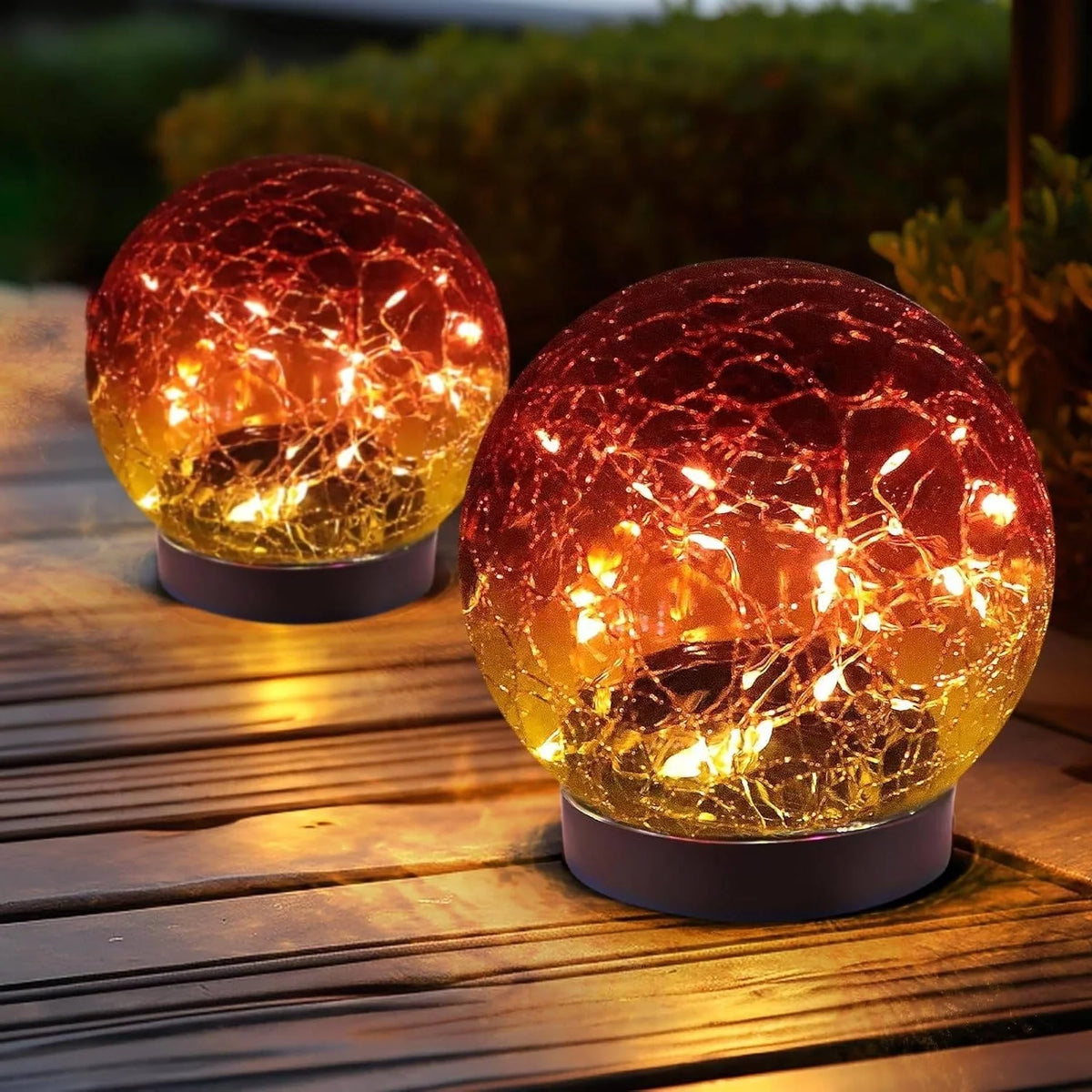Solar Globe Lights Cracked Glass 600mAh Dusk-to-Dawn Sensor