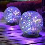 Solar Globe Lights Cracked Glass 600mAh Dusk-to-Dawn Sensor