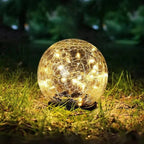 Solar Globe Lights Cracked Glass 600mAh Dusk-to-Dawn Sensor