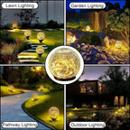 Solar Globe Lights Cracked Glass 600mAh Dusk-to-Dawn Sensor