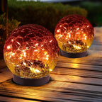 Solar Globe Lights Cracked Glass Weatherproof Dusk To Dawn