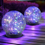 Solar Globe Lights Cracked Glass Weatherproof Dusk To Dawn
