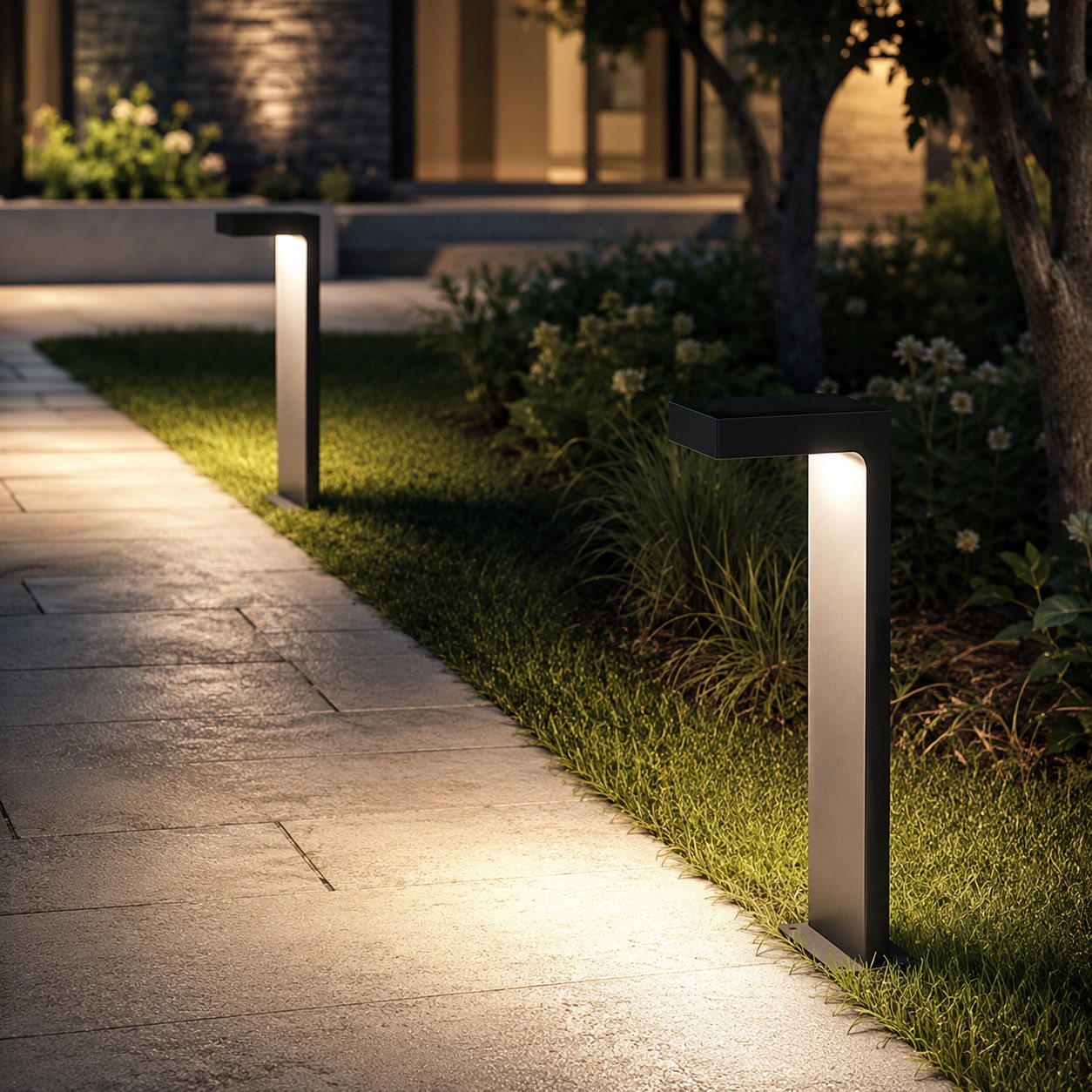 Solar & Hardwired Adjustable L-Shaped Path Light (IP65 Waterproof)