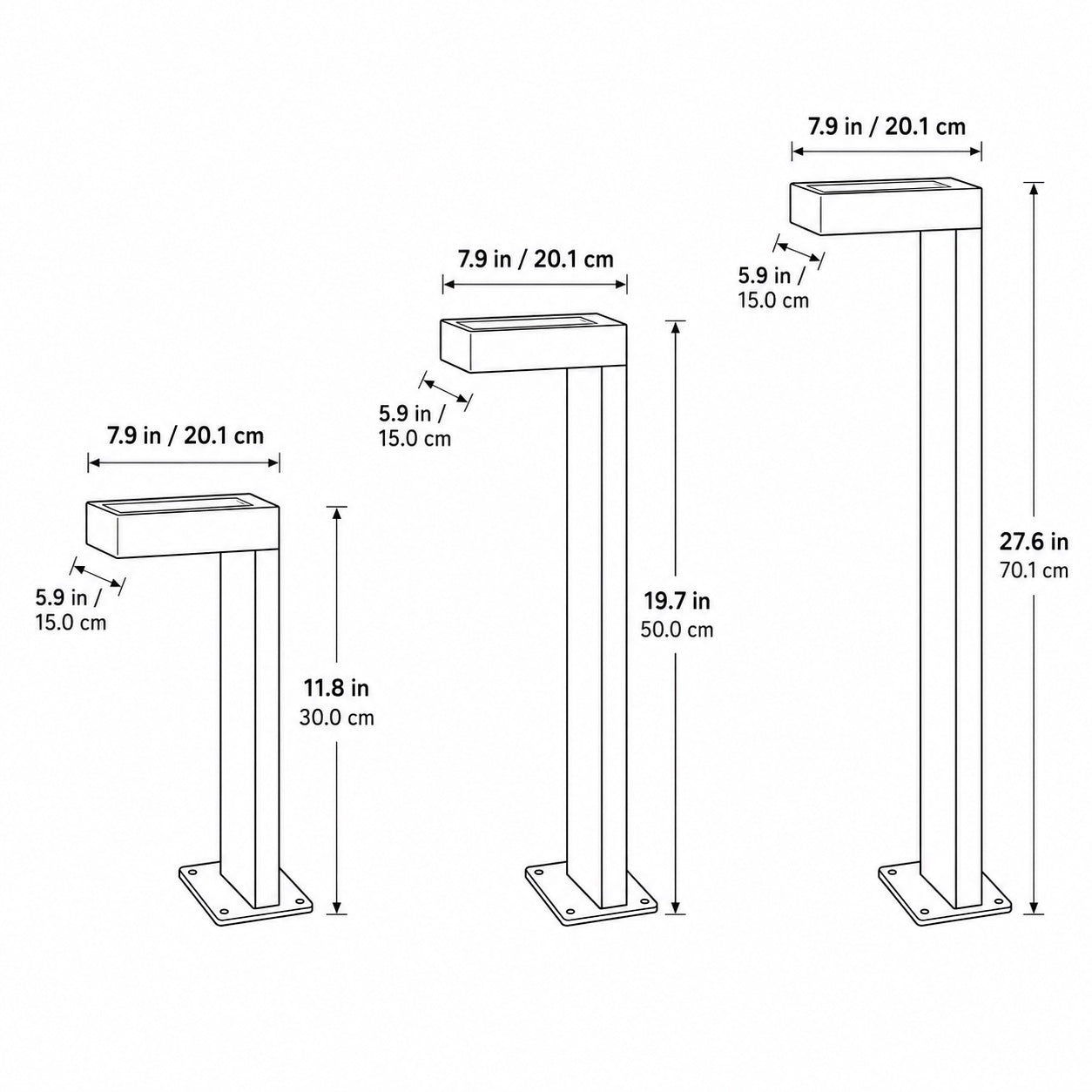 Solar & Hardwired Adjustable L-Shaped Path Light (IP65 Waterproof)