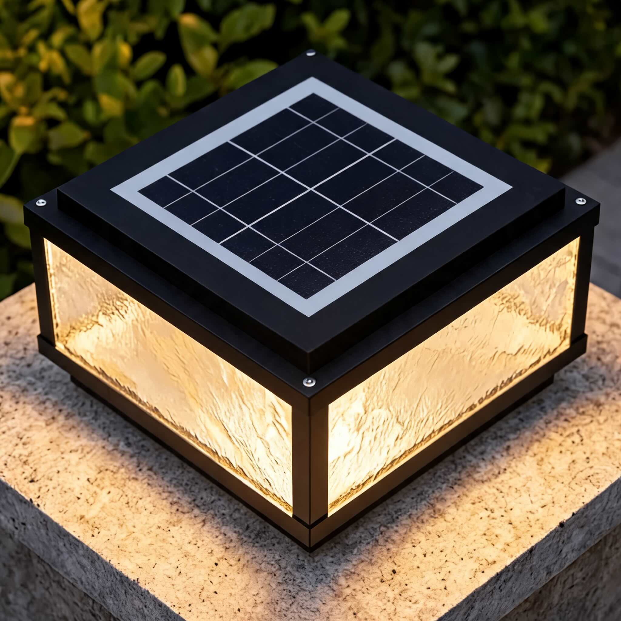 Solar & Hardwired Die-Cast Aluminum Modern Square Pillar Light