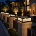 Solar & Hardwired Die-Cast Aluminum Modern Square Pillar Light