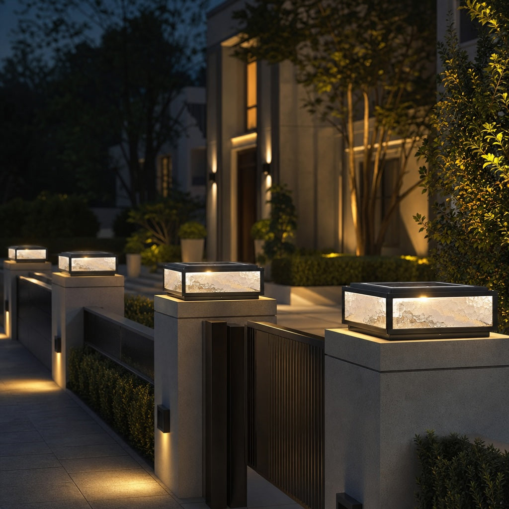 Solar & Hardwired Die-Cast Aluminum Modern Square Pillar Light