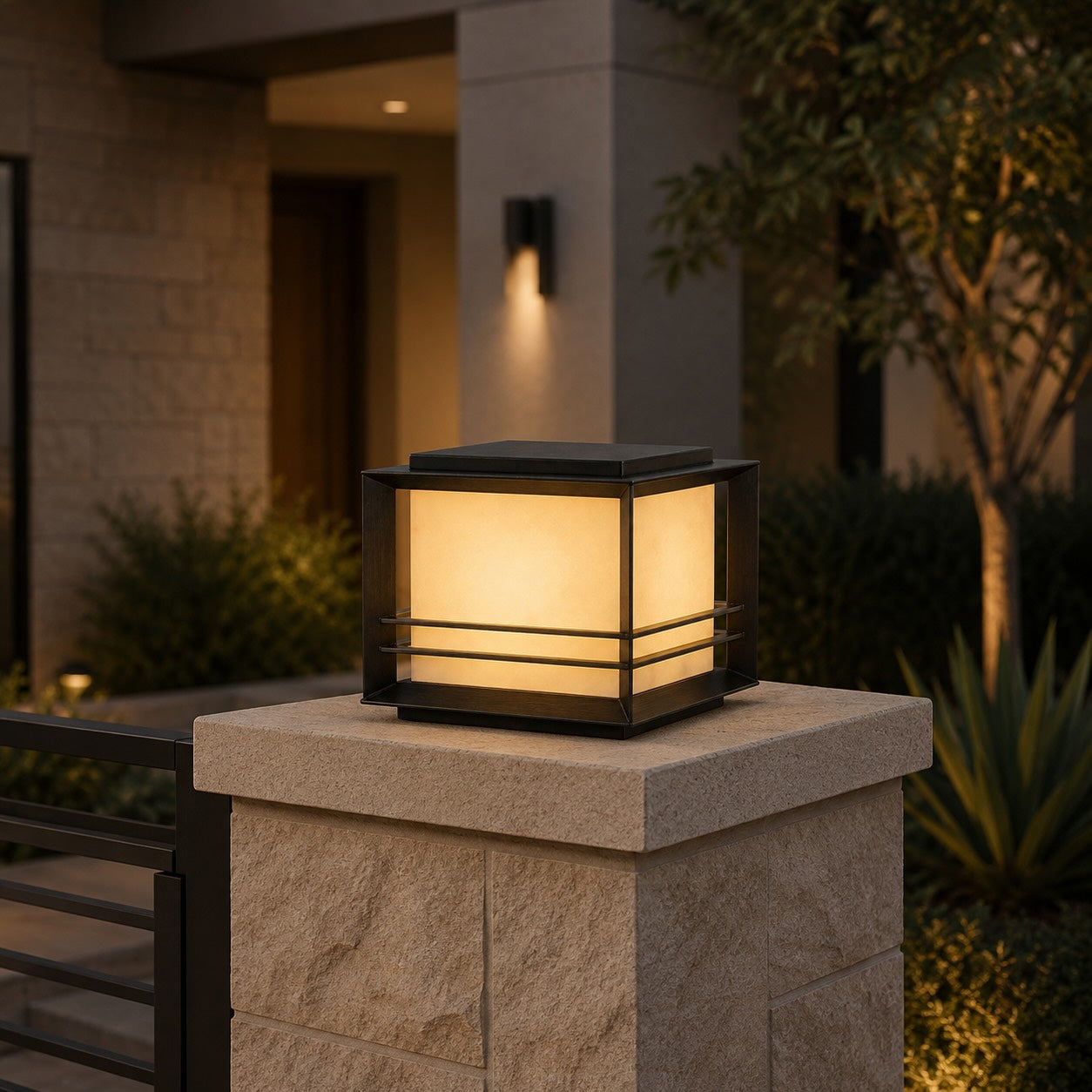 Solar & Hardwired Outdoor Pillar Light (Tri-Color LED)